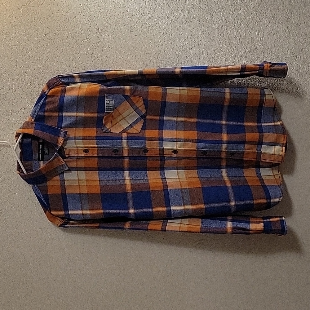 Pink + Dolphin Button Down Flannel - Multi-colored - Medium